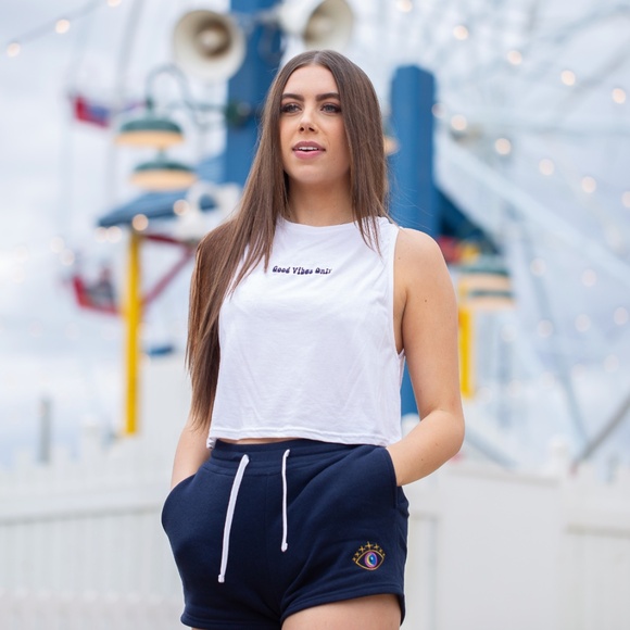 Ladies Bamboo Crop Tank Top- White - Picture 1 of 2